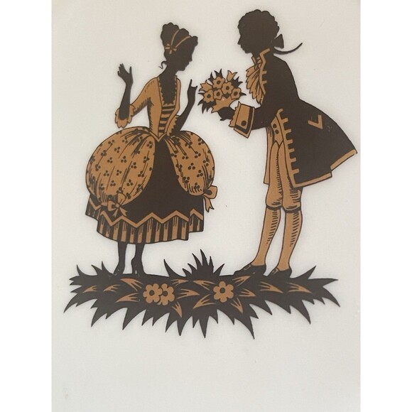 Fürstenberg Germany Silhouette Plate Courting Couple 4.75" Octagon Gold Trim VTG - Picture 3 of 9